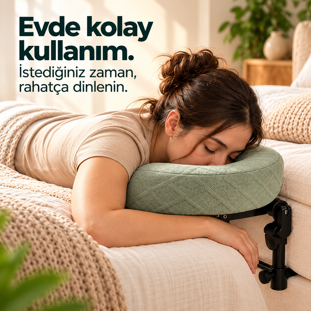 Iscomfy yüz yastığında yüzüstü dinlenen kadın